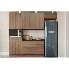 Imagem de Cozinha Modulada Completa Maxxi 5 Peças (1 Paneleiro + 1 Balcão + 2 Armários + 1 Tampo) C5P48  Nogal - Kappesberg