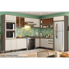 Imagem de Cozinha Completa Connect 13 Peças (5 Armários + 1 Paneleiro + 3 Balcões + 4 Complementos) C5P72 Duna/Cristal - Henn