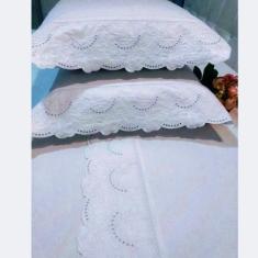 Imagem de Jogo Lençol KING Size Barrado Bordado Richilieu 4 Peças 100% Algodão 2