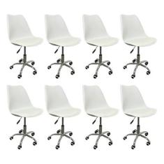 Imagem de Kit 8 Cadeiras para Escritório Secretária Decorativa Eames Chicago Branco
