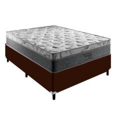 Imagem de Colchão Casal Palermo e Base Box Marrom Molas Ensacadas - Portobel