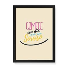 Imagem de Arte Maníacos Quadro Decorativo Comece Seu Dia Com Um Sorriso - 23x16,25cm (Moldura em laca )