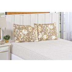 Imagem de Jogo De Lençol Queen 3 Peças Bouti Floral Cáqui - Sarah Enxovais