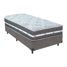 Imagem de Cama Box Cinza e Colchão Black Graphite Molas Ensacadas Solteiro 88x188X32 Anjos
