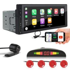 Imagem de Kit Multimídia 1 Din + Câmera Ré + Sensor Ré Vermelho Kia Cerato 2010 