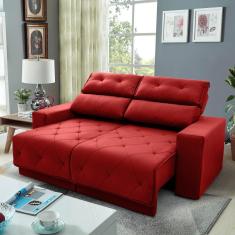 Imagem de Sofá Retrátil Reclinável Belga 1,80m Suede Velut Vermelho c/ Molas no Assento - King House