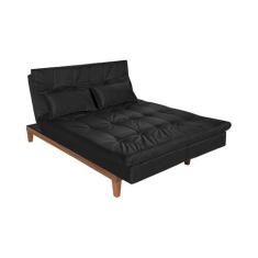 Imagem de Sofá Cama Reclinável 2 Lugares Change Veludo Preto G30 - Gran Belo