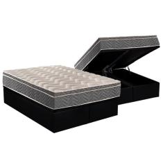 Imagem de Cama Box Baú Queen: Colchão Espuma Paropas D45 - Ep Confort Mega FirmeBase Suede Black(158x198)