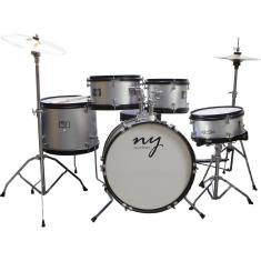 Imagem de Bateria Acústica Infantil Junior 2t Prata Com Banco New York F097
