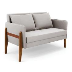 Imagem de Sofá Namoradeira Lana Veludo Base De Madeira - D'rossi Cor Cinza