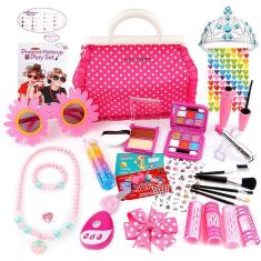 Imagem de Conjunto de maquiagem para meninas lavável de 27 peças em estilo princesa