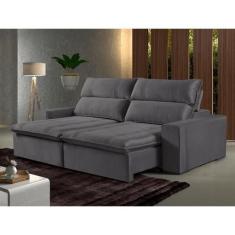 Imagem de Sofá Retrátil e Reclinável Hanover Grafite 2,10cm - Ferrari