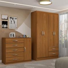 Imagem de Guarda-Roupa Solteiro Natalie 4 Portas 2 Gavetas Com Cômoda 1 Porta 5