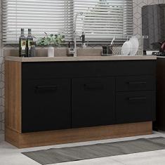 Imagem de Balcão Gabinete de Pia Madesa Agata 150 cm 2 Portas e 2 Gavetas (sem Tampo e Pia) - Rustic/preto