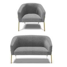 Imagem de Sof  Namoradeira E Poltrona P  De Ferro Dourado Stella Linho