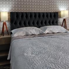 Imagem de Cabeceira Cama King Capitonê Vintage Suede Preto 120 Rbl