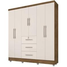 Imagem de Guarda Roupa Roupeiro De Casal J&A Móveis Tokio 6 Portas 3 Gavetas Com