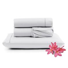 Imagem de Jogo De Lençol Primor Solteiro 3 Peças Percal 400 Fios Ponto Palito - Branco