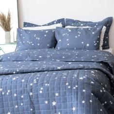 Imagem de Colcha Cobre Leito Casal + Lençol Kit 6 Pçs Algodão Misto 150 Fios - J