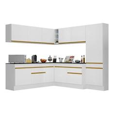 Imagem de Cozinha Completa de Canto com Rodapé Veneza Multimóveis Mp2102 com Armário e Balcão Branca