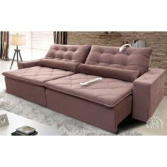 Imagem de Sofá Retrátil/Reclinável Islândia 2,10m Suede Velut Tabaco c/ Molas no Assento - King House