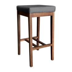 Imagem de Banqueta Média para Bancada Bali Madeira Castanho Suede Cinza CCS