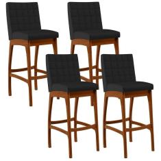 Imagem de Kit 04 Banquetas Altas Mila Facto Preto Fosco