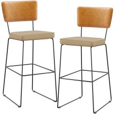 Imagem de Kit 02 Banquetas Altas Whisky Linho Bege Escuro