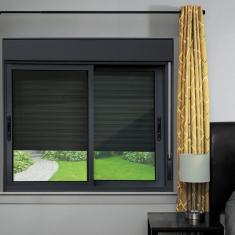 Imagem de Janela Elite 2 Folhas Moveis com Persiana Integrada 120 X 150 Vidro Liso Preto