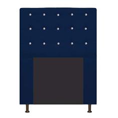 Imagem de Cabeceira Estofada Dama com Strass 90 cm para Cama Box Solteiro Suede  Marinho para Quarto - AM Decor