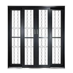 Imagem de Porta de Correr de Aço 215x200cm Pantografica Grade Elo Ideal Crv Esquadrias Preto