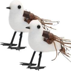 Imagem de Kit 2 Passarinhos Branco Natal Decoração Em Isopor 10cm