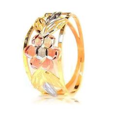 Imagem de Anel De Ouro 18k Flor E Folha Tricolor - Meu Anel
