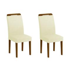 Imagem de Conjunto de 2 Cadeiras de Jantar Athenas Imbuia Veludo Creme