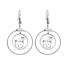 Imagem de Brinco de cabeça de gato mewing com desenho de animal, argola pendurada, joia circular