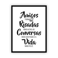Imagem de Quadro Com Moldura Frase Amigos Risadas Conversas 30X40Cm