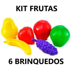 Imagem de Kit Brinquedo Frutas 6 peças Educativo Feirinha Faz de Conta Cozinha Criativa