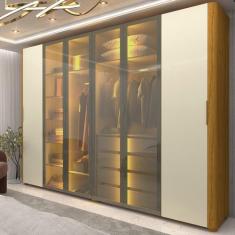 Imagem de Guarda-Roupa Casal 6 Portas Com 4 Portas Reflecta Com Pés Com Led Inno