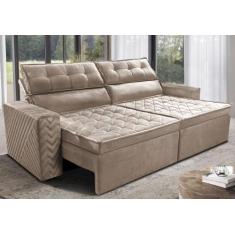 Imagem de Sofá Retrátil e Reclinável 2,00m Cama Inbox Charm Velusoft Bege