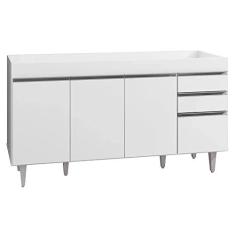 Imagem de Balcão Gabinete de Pia sem Tampo 150cm 4 Portas 2 Gavetas Marrocos Branco - Lumil