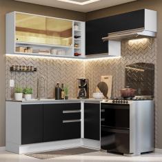 Imagem de Armário De Cozinha 349Cm Branco/Preto Glamy 06 Branco/Preto