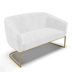 Imagem de Sofá Namoradeira 2 Lugares Base Industrial Dourado Stella Corano Branco D03 - D'Rossi
