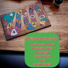 Imagem de Kit Pedagógico 2 Quebra Cabeça Cobra Alfabeto E Números Mdf