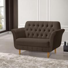 Imagem de Namoradeira Pés Palito Em Madeira Playa 2 Lugares Veludo Marrom - Marrom