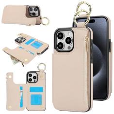 Imagem de Capa carteira para iPhone 11 Pro Max, 3 compartimentos para cartão, 1 bolso com zíper, suporte de fecho magnético com suporte de anel à prova de choque com bloqueio de RFID para iPhone 11 Pro Max