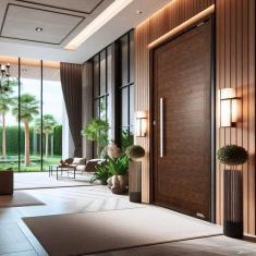 Imagem de Porta De Aluminio Pivotante 215x100cm Com Puxador Reto Branco