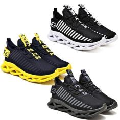 Imagem de Kit 3 Tênis Trança Preto Branco, Amarelo e Black, 43