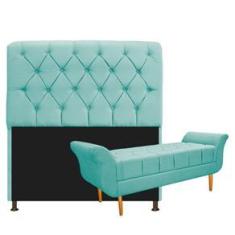 Imagem de Kit Cabeceira Lady e Recamier Ari 195 cm King Size Suede  Tiffany - Doce Sonho Móveis