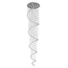 Imagem de Lustre de Cristal Legitimo Espiral 60cm Pé Direito Duplo Vão de Escada Sala Alta ESP60 Com Lampadas Led