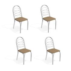 Imagem de Conjunto Com 4 Cadeiras De Cozinha Holanda Cromado E Capuccino